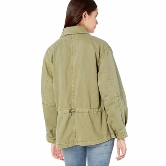 Free People Women's Seize the Day Military Jacket MEDIUM Army Oversized Boho NEW - Picture 3 of 13